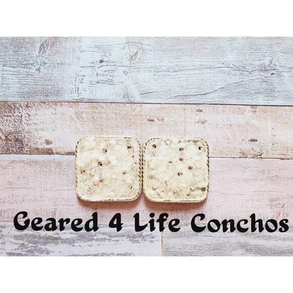 Gemstone inlay, square replacement conchos, saddle conchos, screwback conchos - Picture 4 of 4